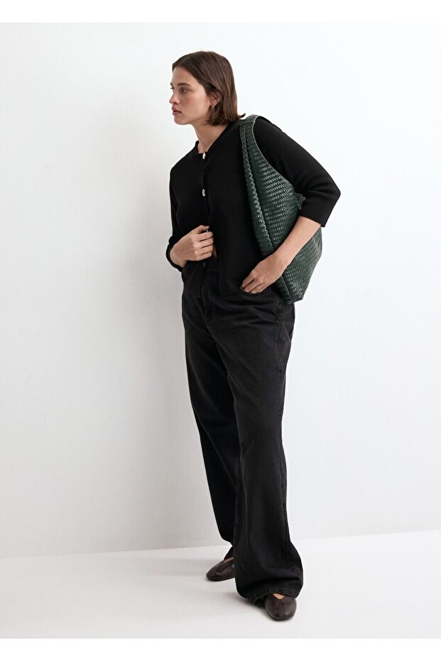 Mücevher düğmeli triko hırka - 6