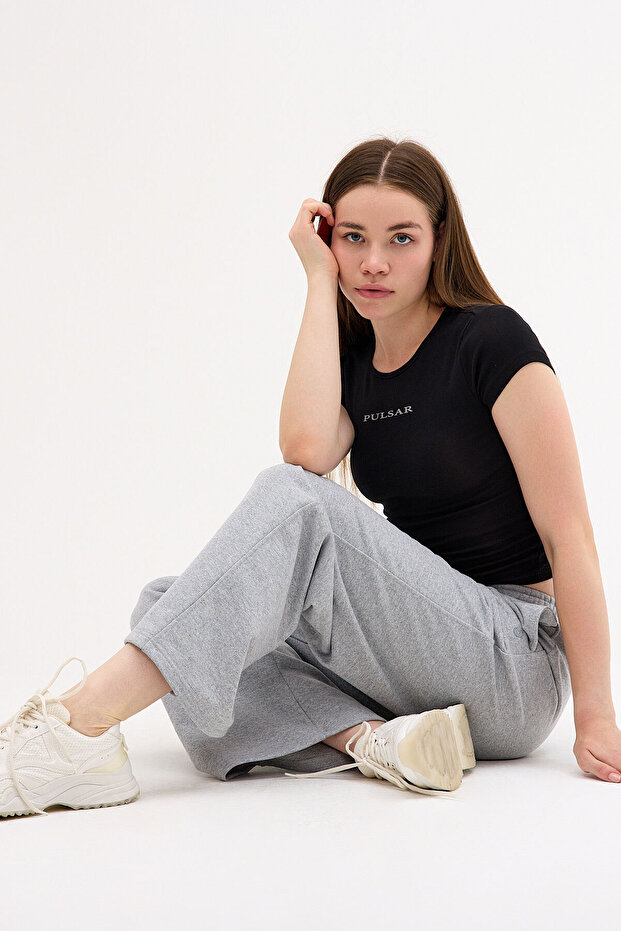 Basic Bol Paça Eşofman Altı Gri - 3