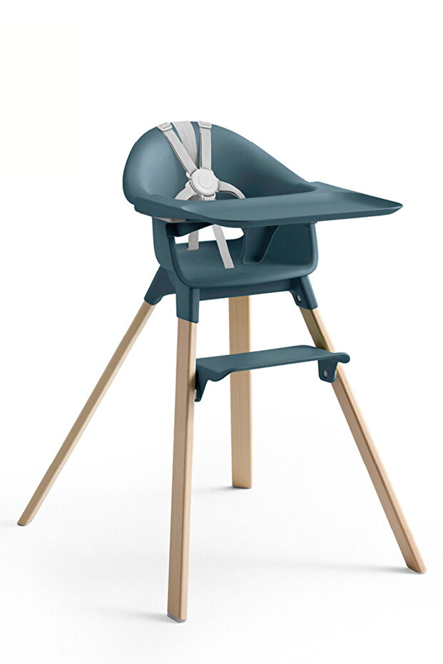 Stokke Clikk Mama Sandalyesi, 3 Kademeli Ayar, 5 Nokta Emniyet Kemeri, Tepsi ve Ayak Desteği Dahil