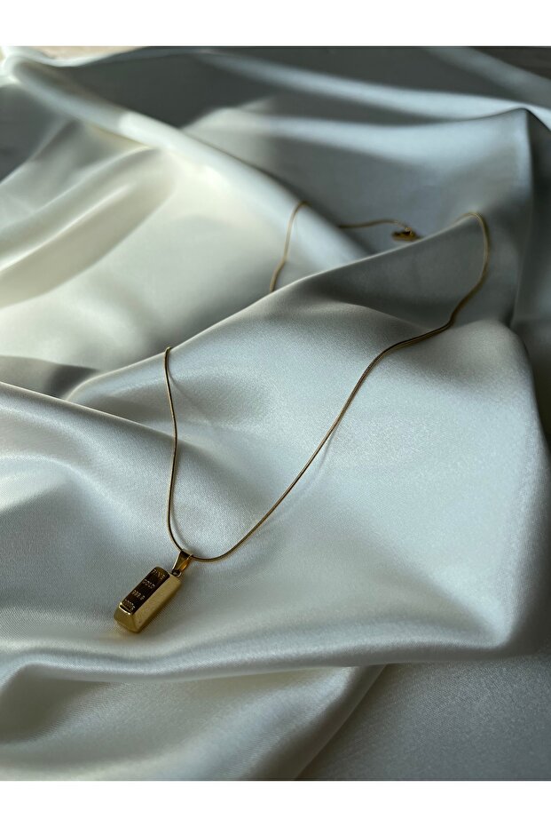 Külçe Model Çelik Gold Kolye - 3