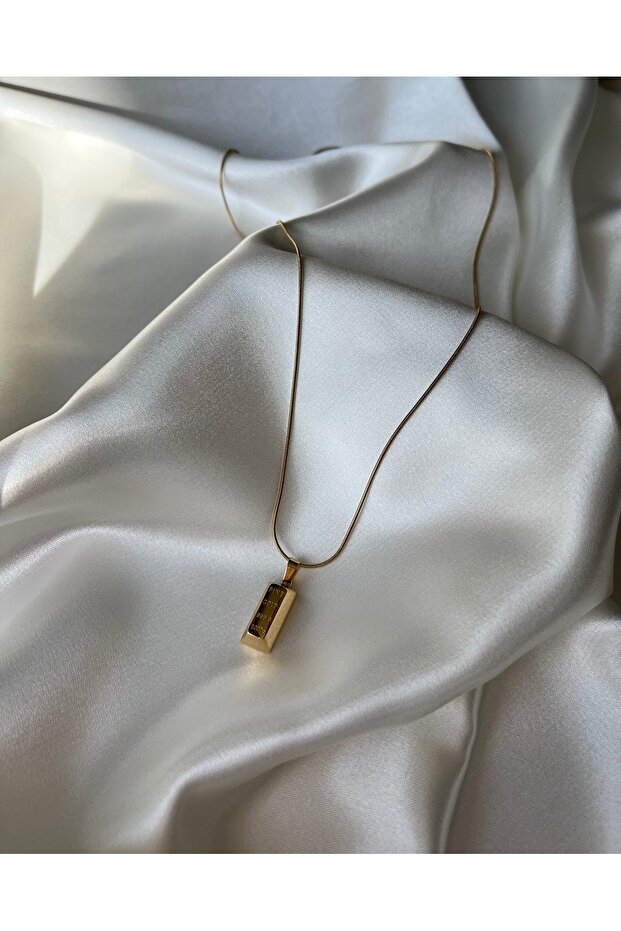 Külçe Model Çelik Gold Kolye - 2