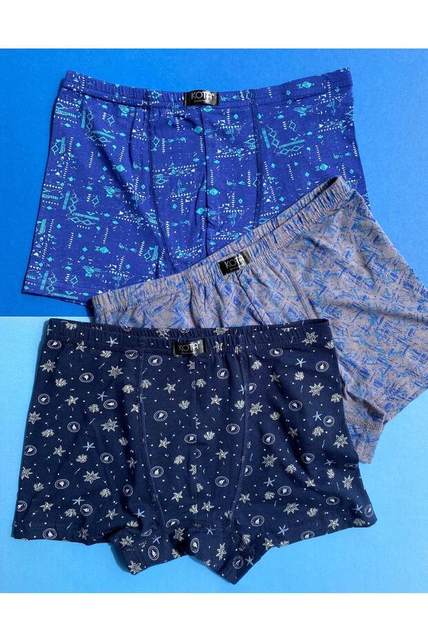 بوكسر رجالي أساسي من قماش المودال مكون من 3 قطع مطبوع ورفيع للصيف وبدون خصر قابل للطي