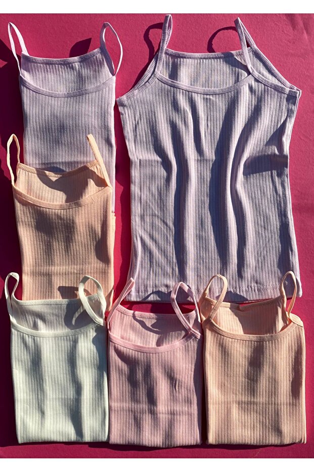 Girl's Corded Cotton Flexible Undershirt with 6 Rope Straps