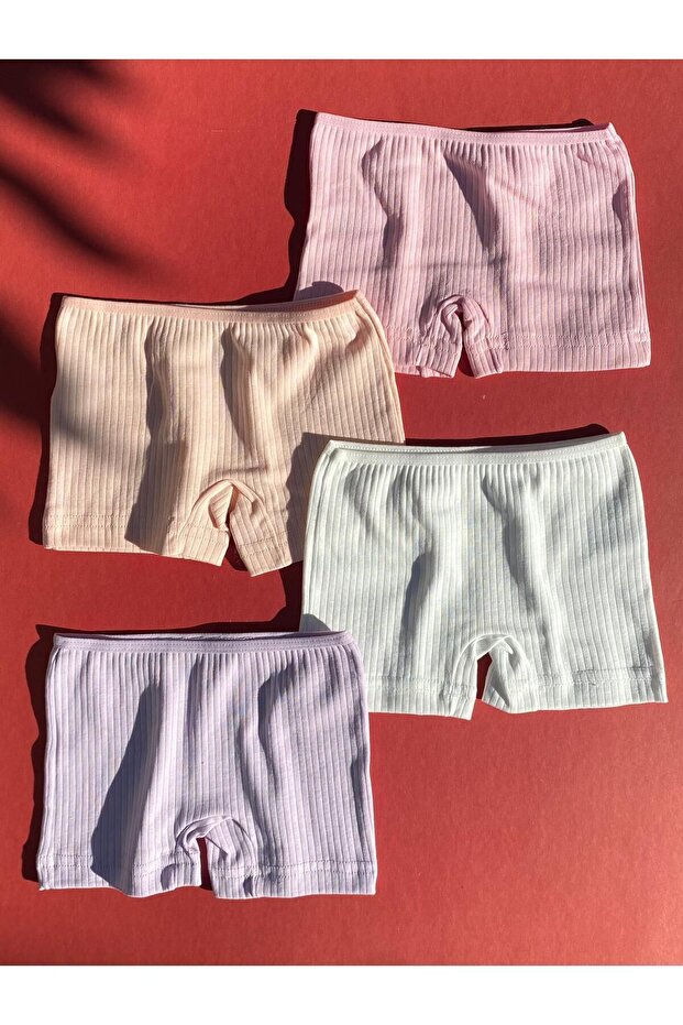 Girl's 4-Piece Ribbed Camisole Fabric Cotton Shorts-Panties