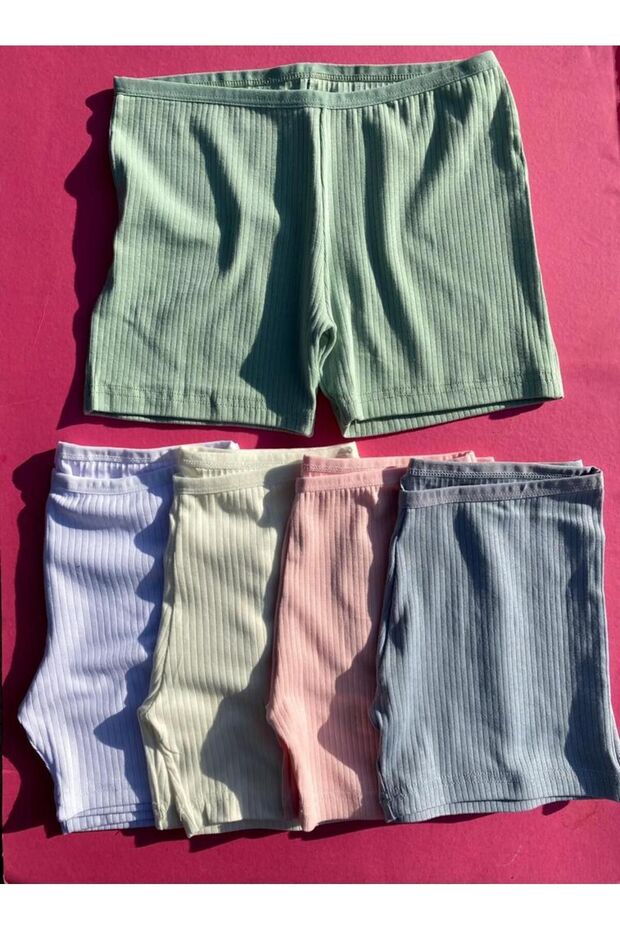 Women's 5 Pieces Cotton Ribbed Women's Panties-shorts ( Pink, Black, White, Green and Blue )