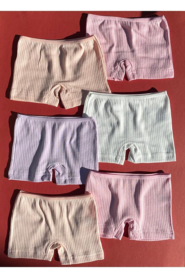 Girl's 6-Piece Ribbed Camisole Fabric Cotton Shorts-Panties