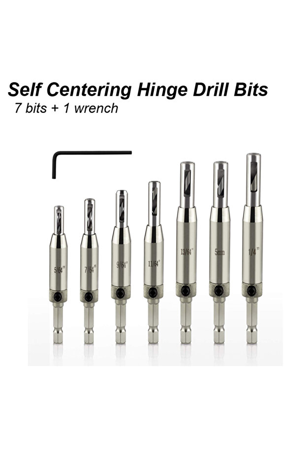 مجموعة لقم ثقب المفصلات 7 قطع، لقم ثقب مركزية أوتوماتيكية، مثقاب مفصلات ذاتي التمركز، مثقاب ثقب تجريبي - 1