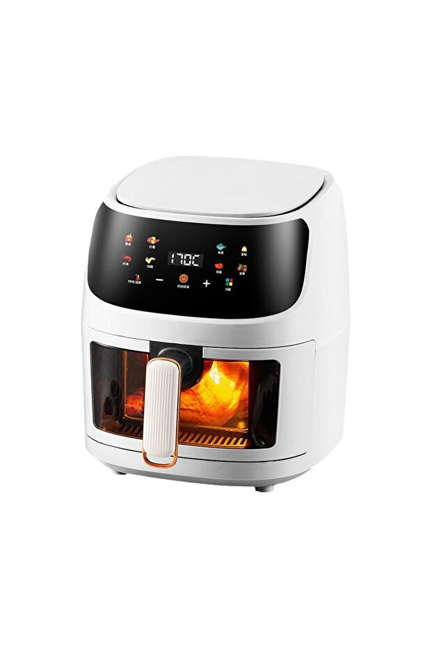 مقلاة هوائية سعة 8 لتر، متعددة الوظائف بزاوية 360 درجة، تحكم ذكي باللمس، تحكم دقيق في درجة الحرارة، لون أبيض - 6