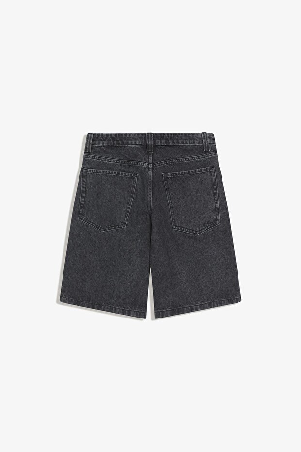 Denim baggy fit şort - 6