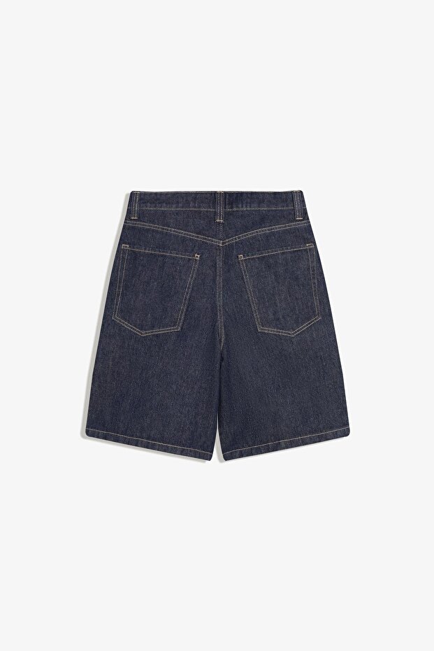 Baggy fit denim şort - 6