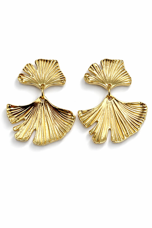 Women's Yellow Tarnish-Resistant Steel Ginkgo Leaf Dangle Earrings
