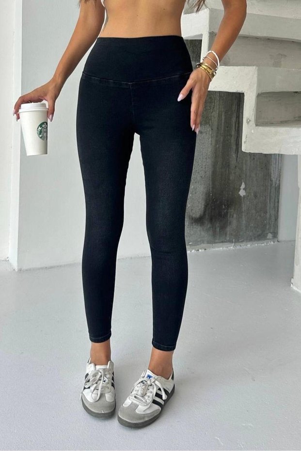 High Waist Skinny Leggings for Women - Black