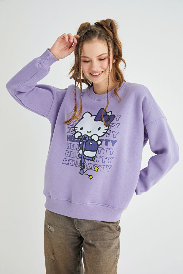 Lisanslı Baskılı Kalın Oversize Sweatshirt - 4