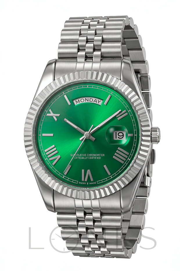 Men's Metal Wristwatch Rlx Model with Calendar, Stylish Design, in Special Box
