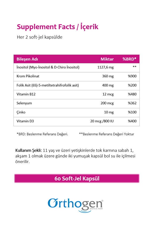 Combinol 60 Soft Jel Kapsül | İnositol, Folik Asit, Vitamin ve Mineral İçeren Takviye Edici Gıda - 2