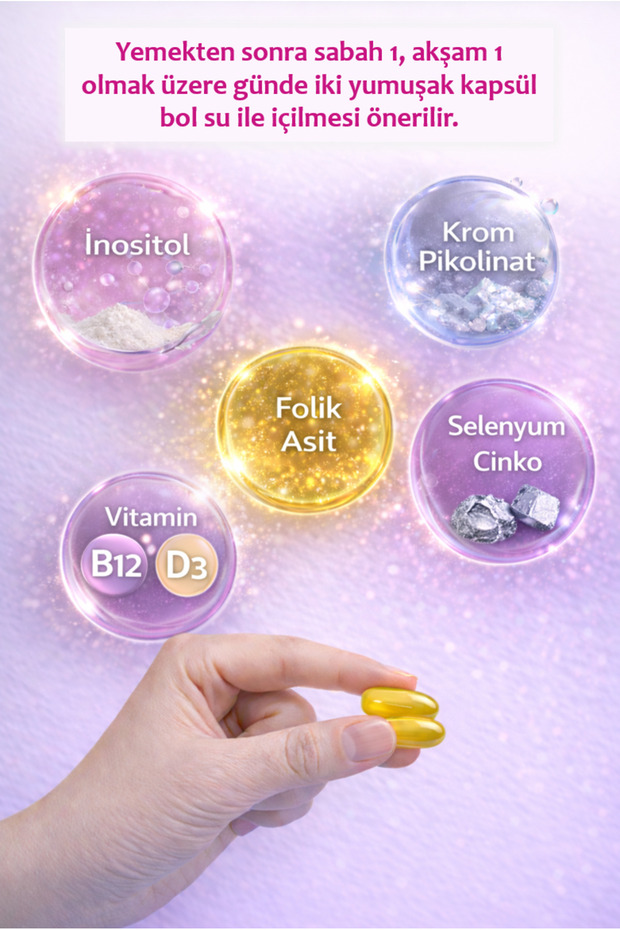 Combinol 60 Soft Jel Kapsül | İnositol, Folik Asit, Vitamin ve Mineral İçeren Takviye Edici Gıda - 3