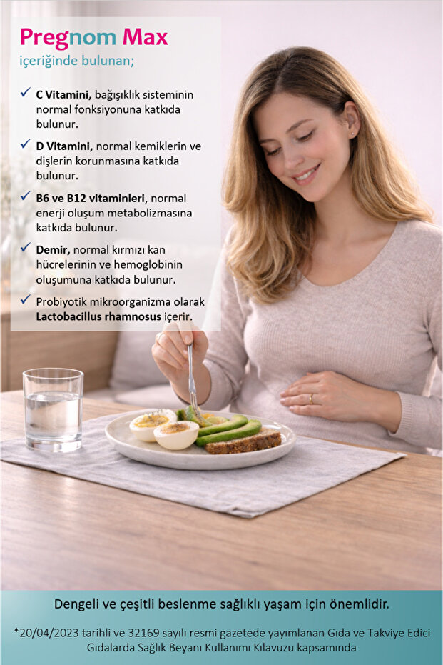 Pregnom Max 30 Kapsül – Omega 3, Vitamin, Mineral ve Probiyotik İçeren Takviye Edici Gıda - 5