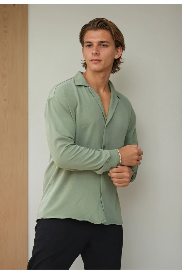 Men's Relaxed Fit Loose Linen Oversize Aerobin Shirt