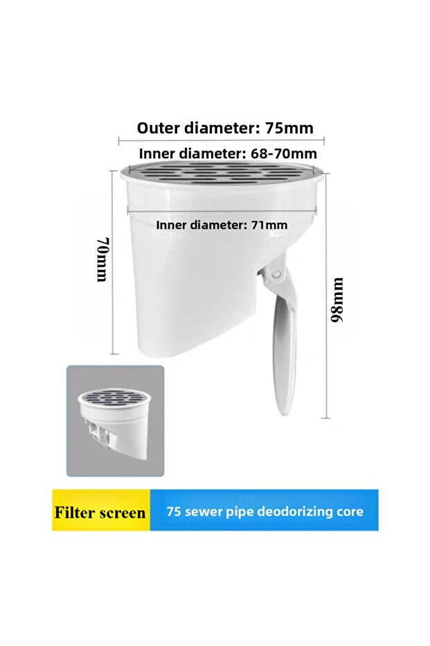 1PC 75mm Automatic Closing Toilet Flange Ring Anti Leak Seal Odor Resistant Floor Outlet Spill Proof