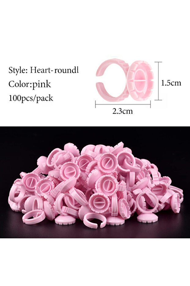 Pink S2 100pcs 100PCS Smart Glue Rings for Eyelash Extensions - Lash Glue Holder Cups