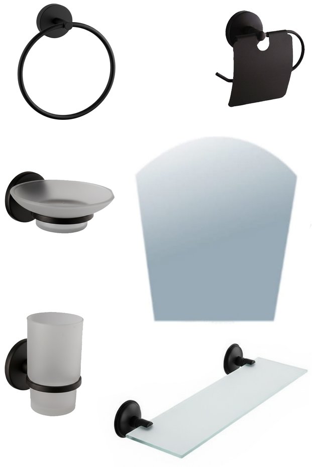 Ortanca 5-Piece Mirror Set Black Color