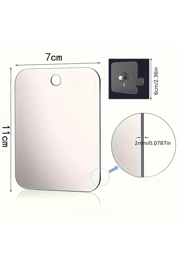 11X7cm New 1pcs Acrylic Mirror With Wall Suction Shower Mirror For Man Shaving Women Makeup Portable