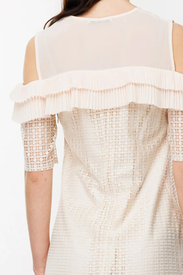 Dantel Omzu Açık Elbise - 7