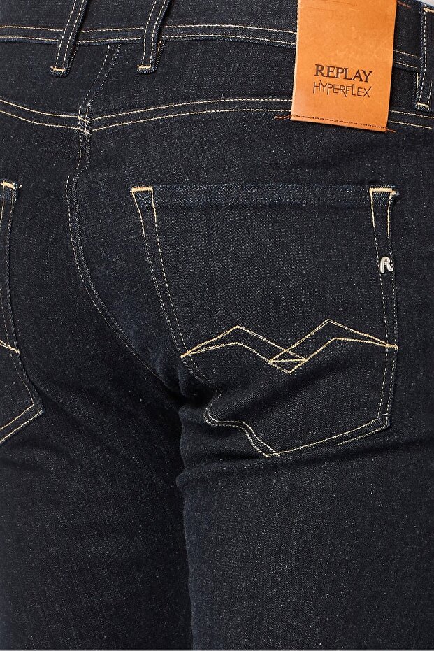 بنطلون جينز رجالي مطاطي بقصّة عادية، أزرق داكن - 5