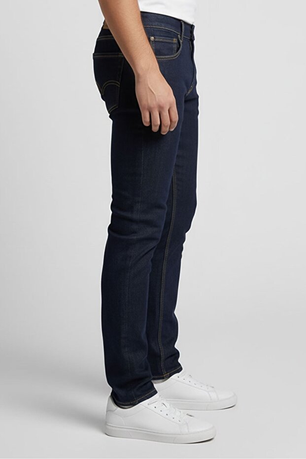 بنطلون جينز رجالي مطاطي بقصّة عادية، أزرق داكن - 4