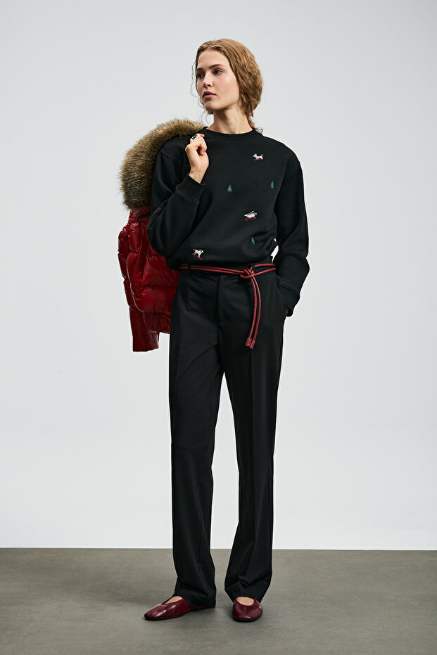 Merry Kadın Örme Sweatshırt Siyah - 3