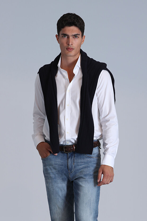 Danıel Erkek Basic Gömlek Slim Fit Beyaz - 5