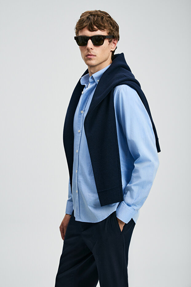 Danıel Erkek Basic Gömlek Regular Fit Açık Mavi - 5