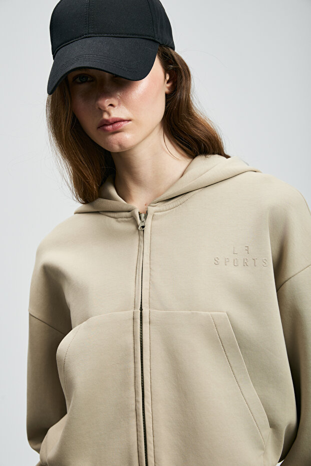 Cara Kadın Örme Sweatshırt Bej - 5