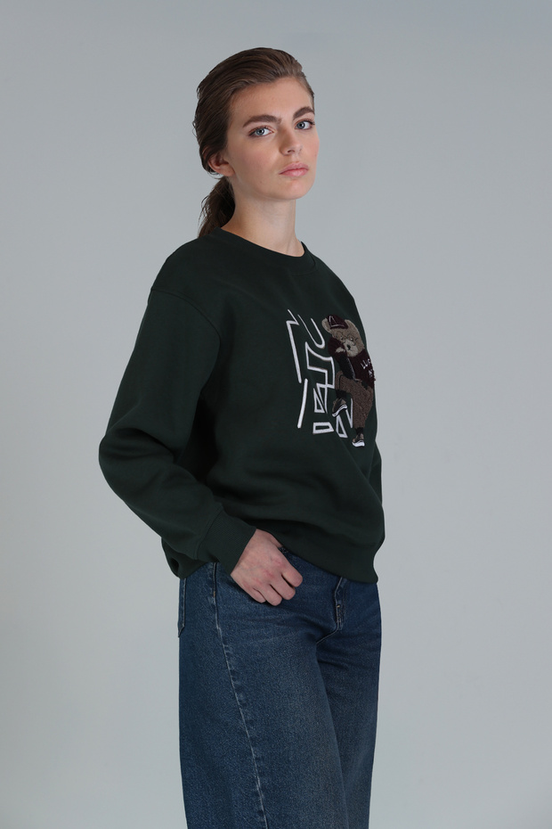 Pıtcher Kadın Örme Sweatshırt Çimen Yeşili - 1