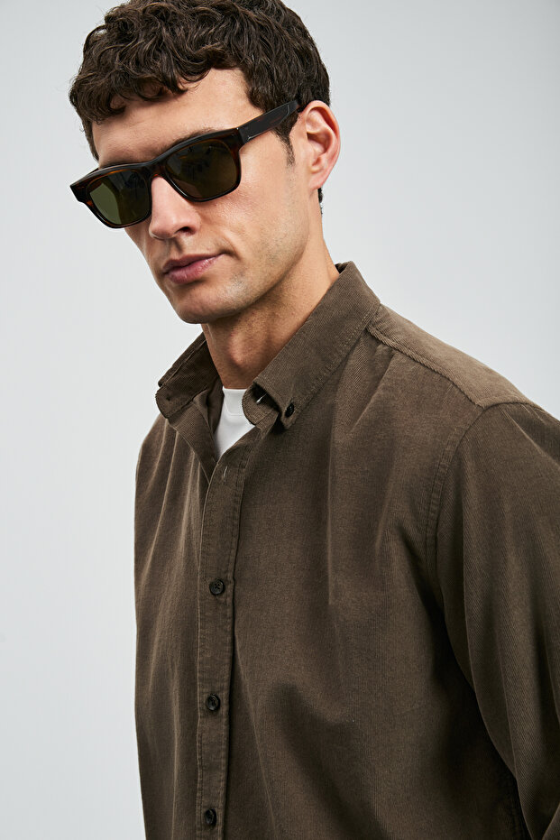 Drew Erkek Basic Gömlek Regular Fit Haki - 2