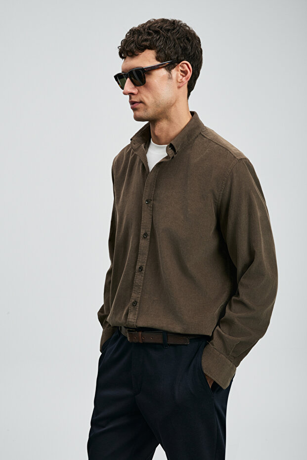 Drew Erkek Basic Gömlek Regular Fit Haki - 4
