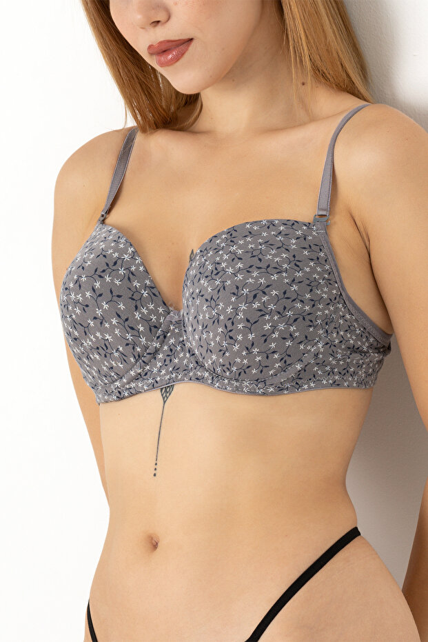 Floral Patterned Empty Cup Bra - 5