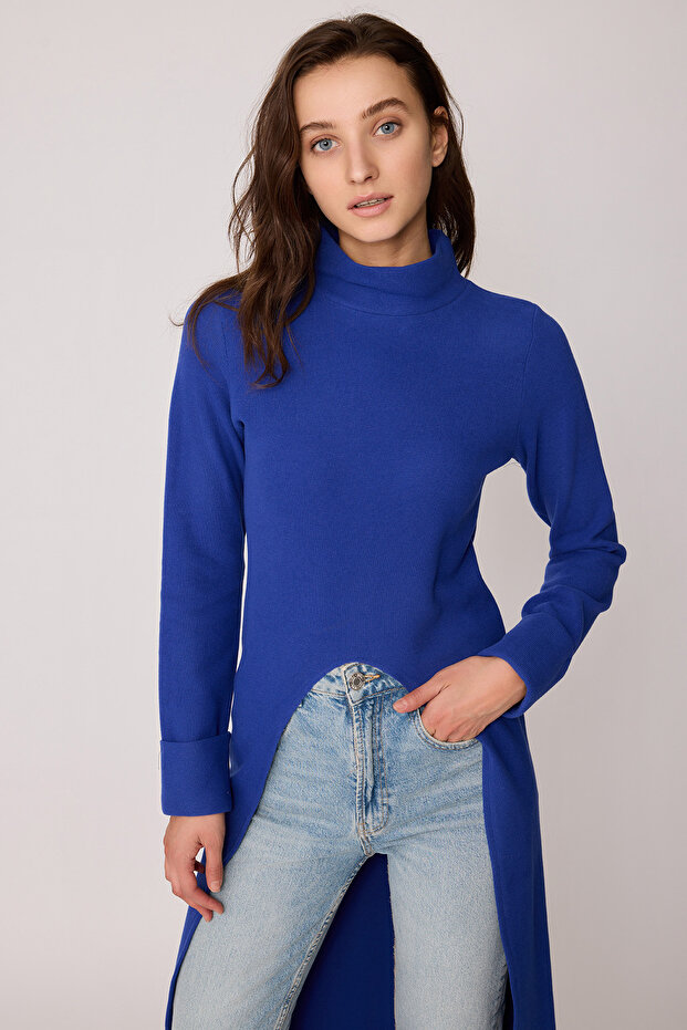 Derin Yırtmaçlı Örme Bluz - 4