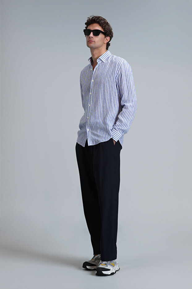 New Erkek Basic Gömlek Regular Fit Mavi - 4