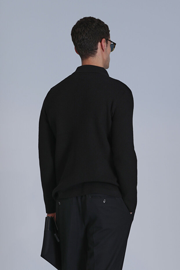 Μαύρη ανδρική ζακέτα Solid - 6