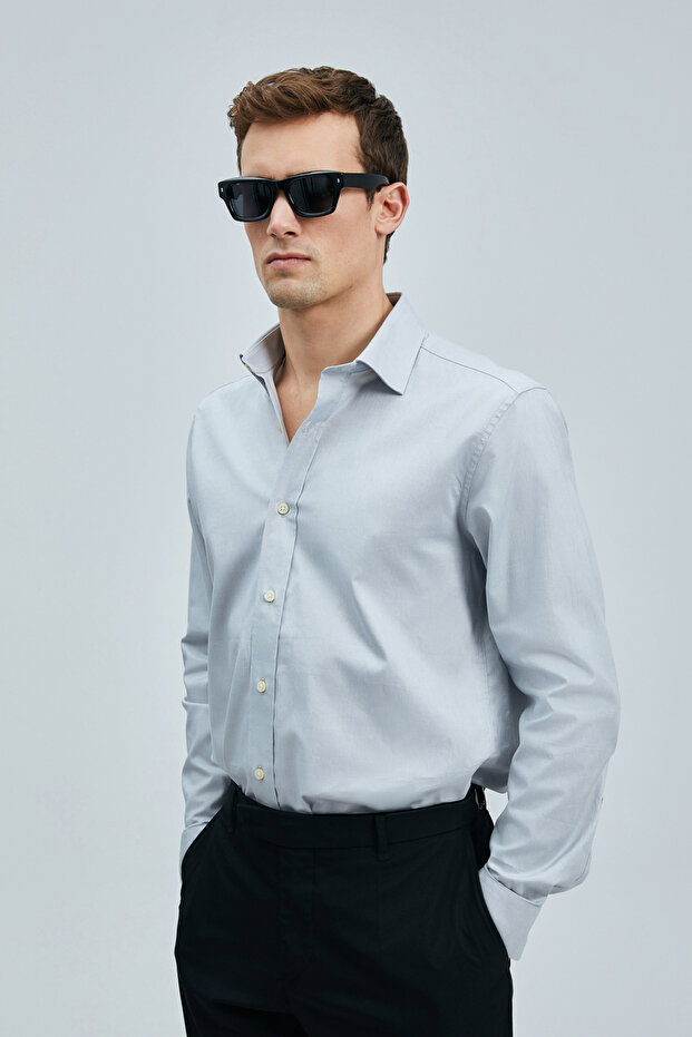 Danıel Erkek Basic Gömlek Regular Fit Gri - 1