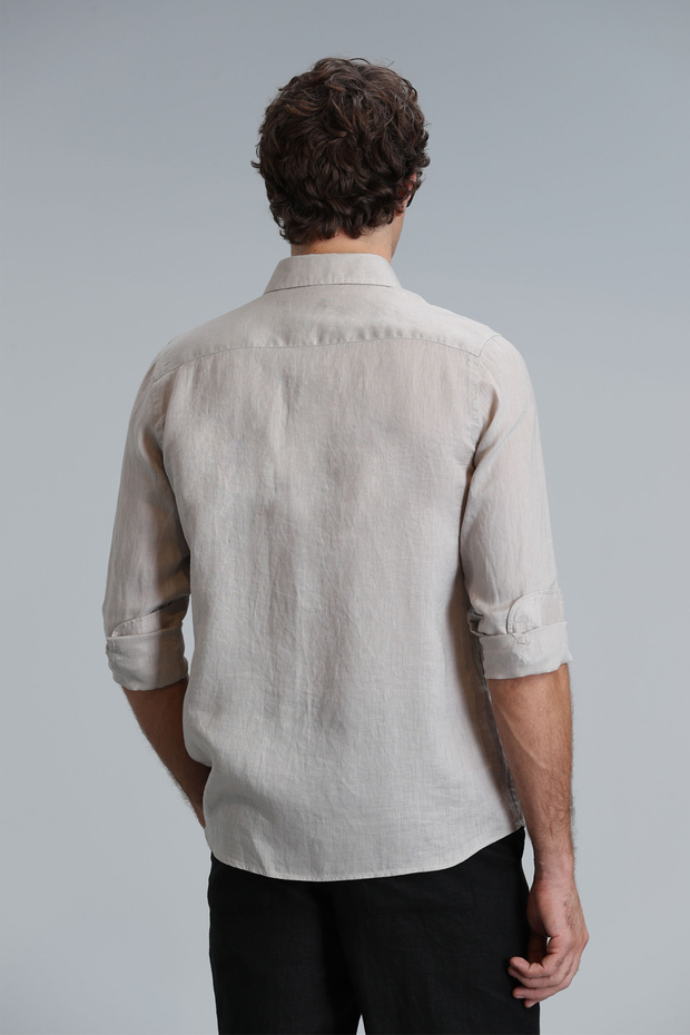 Pitaya Erkek Keten Gömlek Comfort Fit Bej - 6