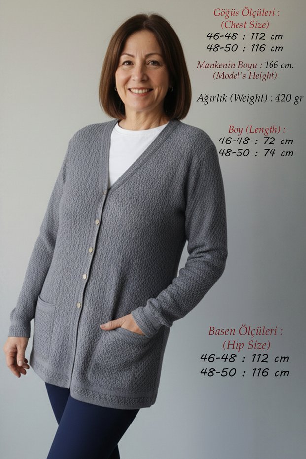 Women's Knitwear Seasonal Spring Non-Pilling Plus Size Mercerized Mother Gray Cardigan