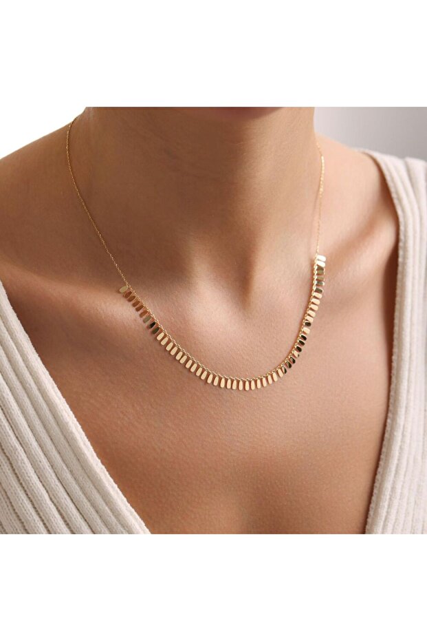 Altın Sarkık Pullu Kolye YENİ - 3