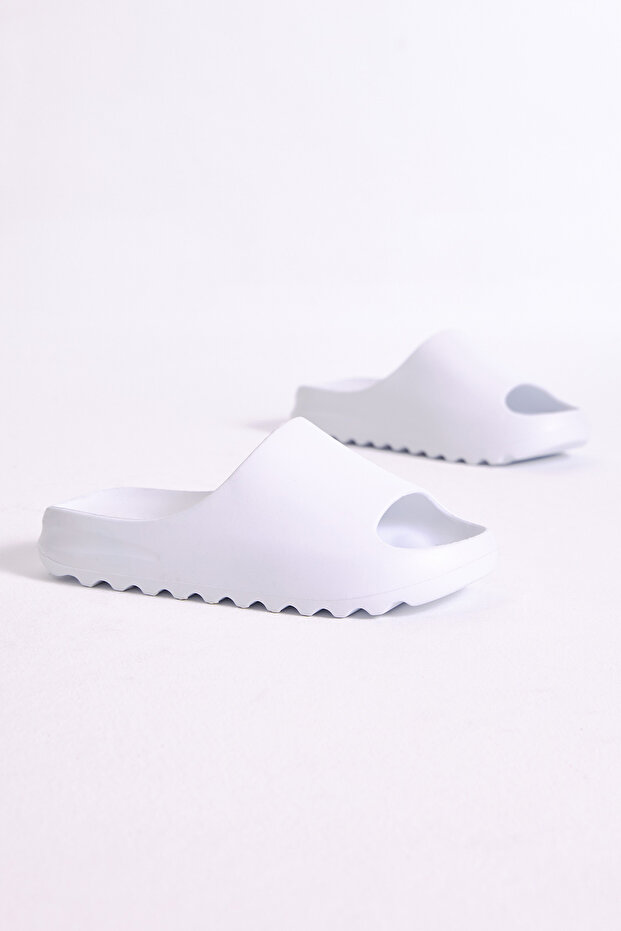 Unisex White Comfortable Flat Model Open Front Eva Slippers