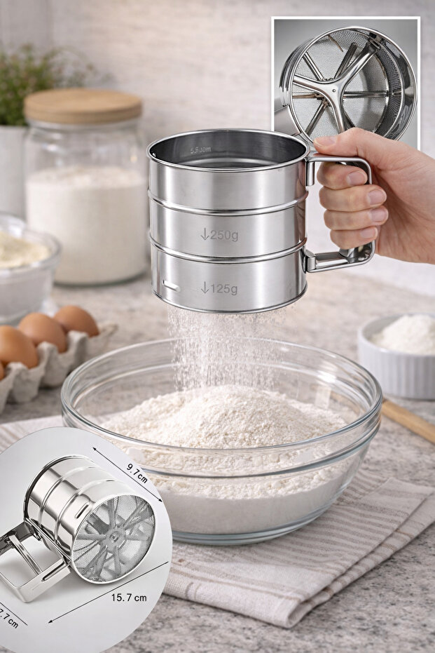 Metal Paslanmaz Çelik Un Eleği - 2