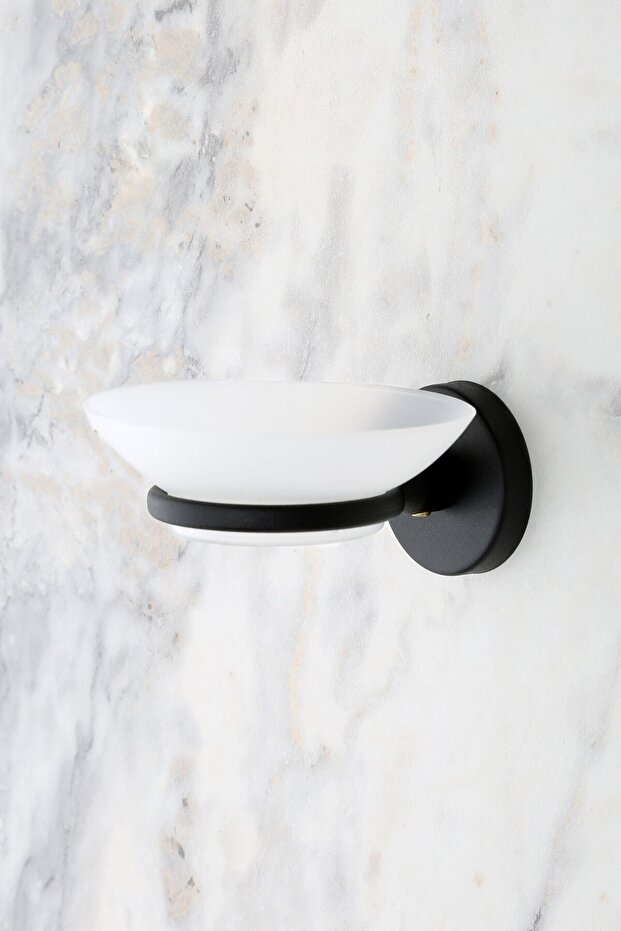 حامل صحن الصابون الأسود وموزع الصابون الصلب - 1