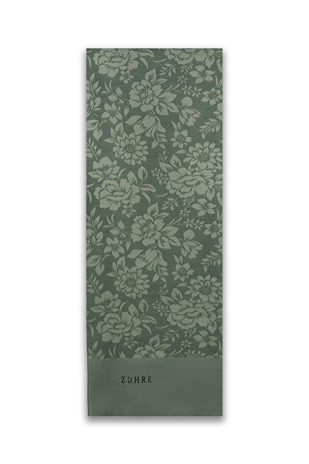 Floral Patterned Floş Khaki Shawl 0025
