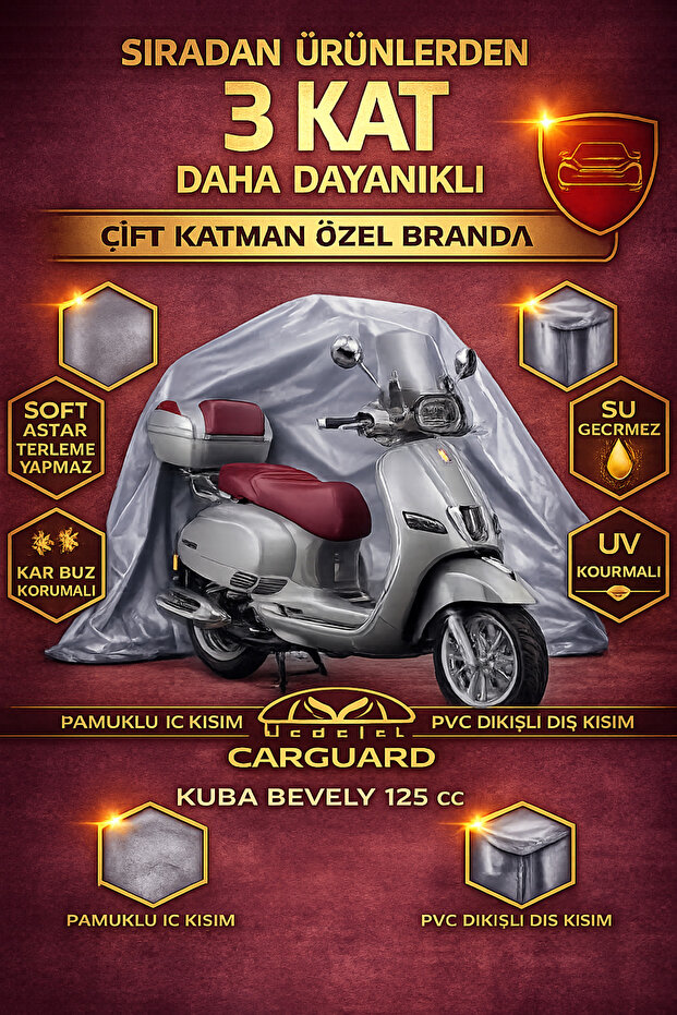 Kuba Bevely 50 Cc and 125 Cc Ribbed Motorcycle Canvas Engine Cover - Rear Bag Compatible