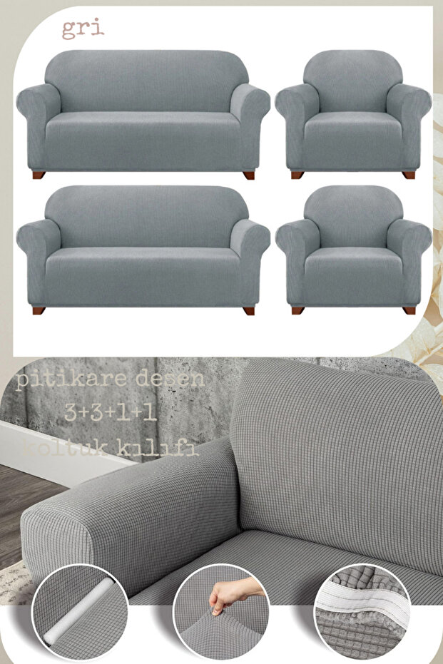 Uy Style Lycra Sofa, Couch, Sofa Bed Cover Elastic, Pitikare Pattern 3+3+1+1 Set